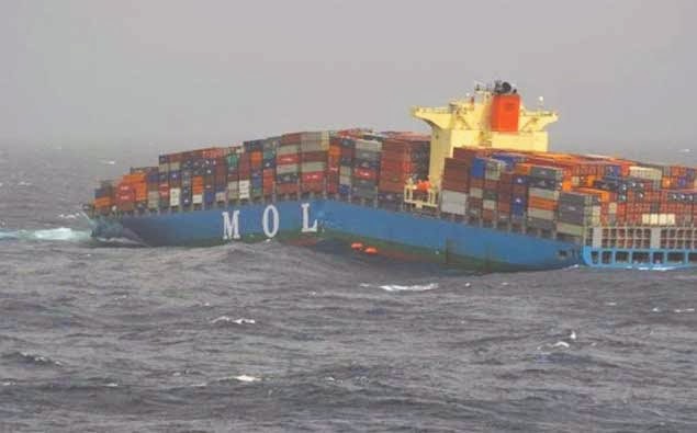 2013年6月17日,商船三井"mol comfort"号集装箱船在也门外海发生事故