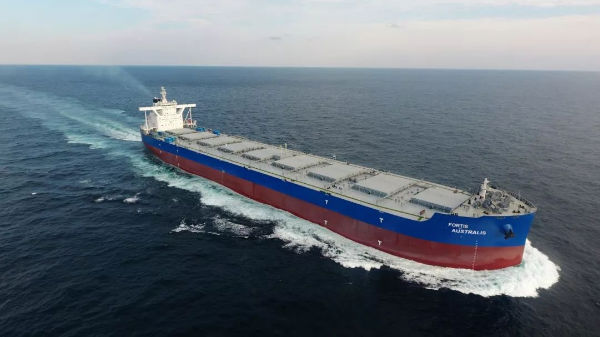 18.7万吨散货船"fortis australis"在外高桥造船顺利命名交付
